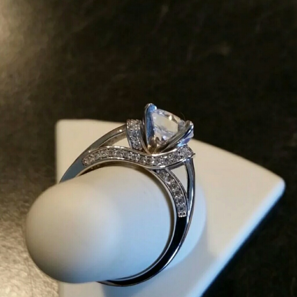 DIAMONIQUE 100-FACET 2.35 CTTW FANC GALLERY RING - Picture 6 of 7
